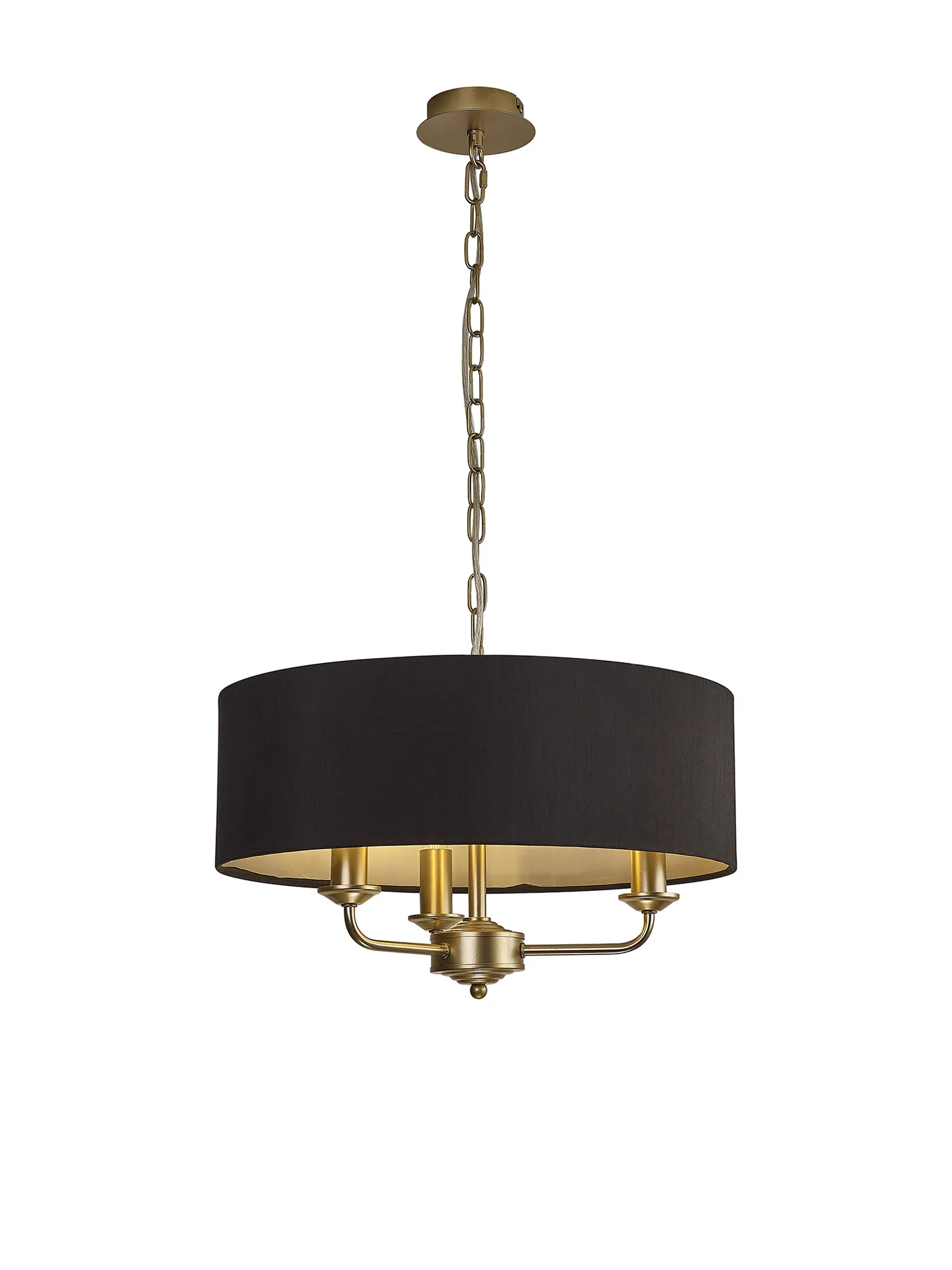 Banyan 45cm 3 Light Pendant Champagne Gold; Black